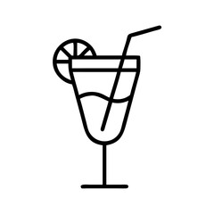 Minimalist line art illustration of a tropical beverage or cocktail