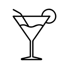 Elegant Cocktail in a Martini Glass with Straw and Citrus Garnish