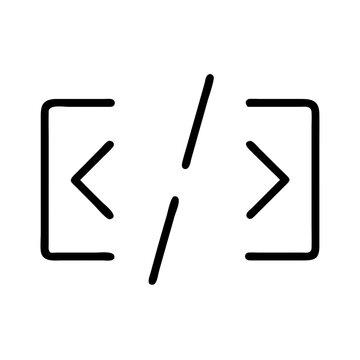 Stylized coding symbol featuring angle brackets and a forward slash element