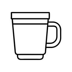 Stylized minimalist line drawing of a coffee mug with a handle design
