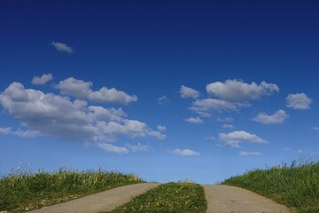 Country road under a vibrant sky