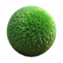 A fluffy green sphere covered in lush grass blades