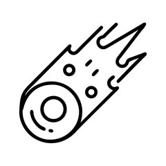 Stylized vector illustration of a comet with a glowing trail of fire