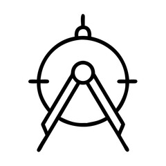 Line Art Illustration of a Drawing Compass with Circle and Arms