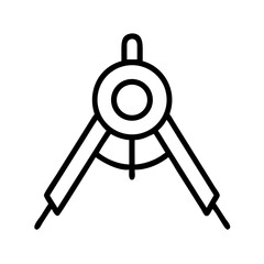 Simplified Compass Icon for Drafting, Geometry, and Design Purposes, Bold Outline