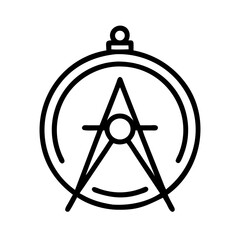 Stylized Architectural Compass with Circular Enclosure and Top Ring Element