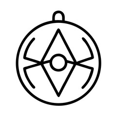 Minimalist emblem featuring geometric shapes within a circular border with loop