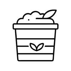 Conceptual illustration of a container with plant material and leaf symbol