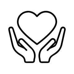 Hands holding a heart outline representing love care protection and support