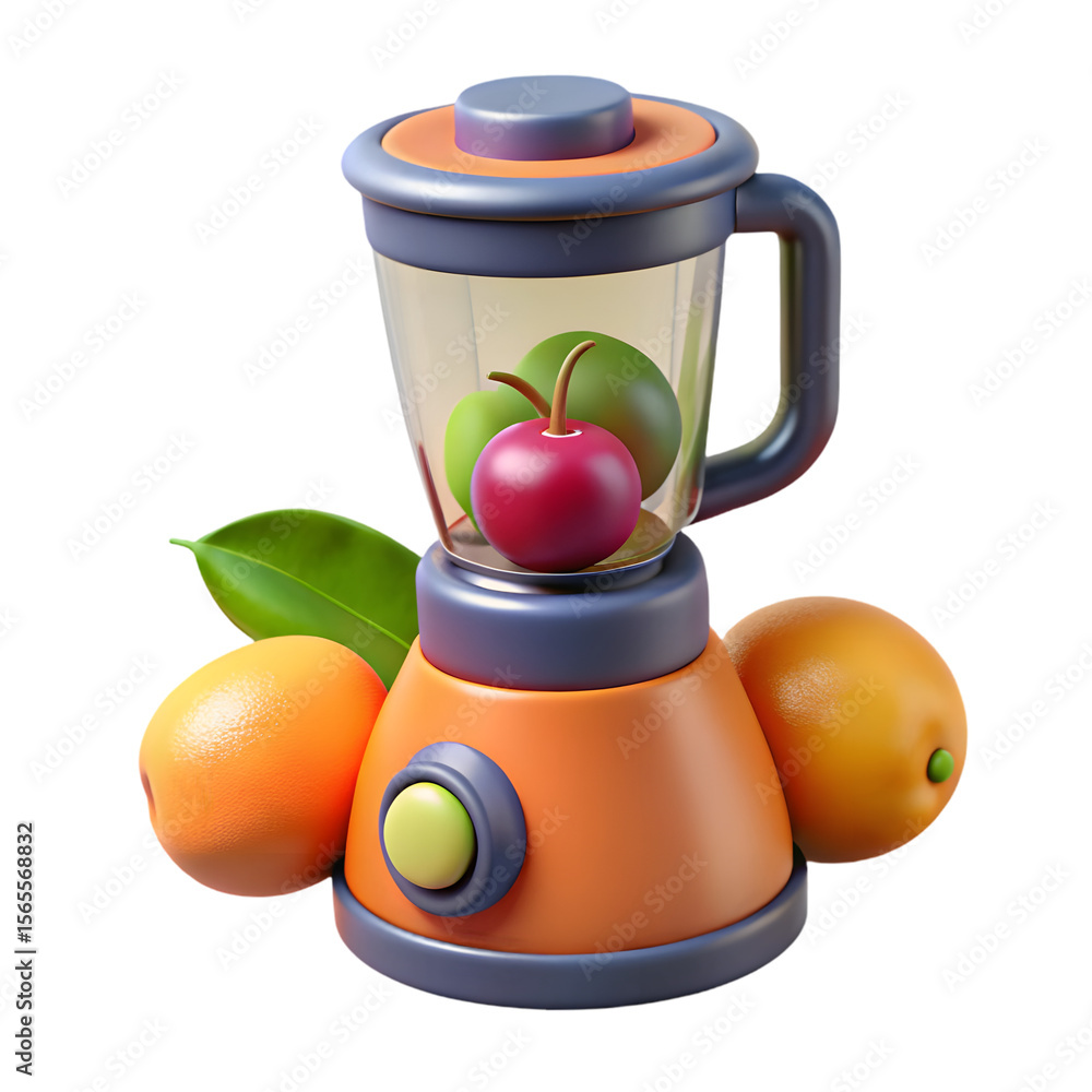 Poster a 3d blender with fruits isolated on transparent background is ready to make a smoothie