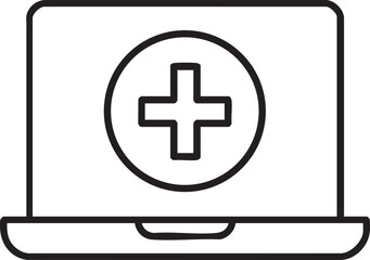 Fototapeta premium Online Healthcare Concept Laptop with Medical Cross Symbol for Telemedicine and Digital Health Solutions Illustration laptop