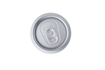 Close-up of the top of a soda/beer can, with transparent background PNG
