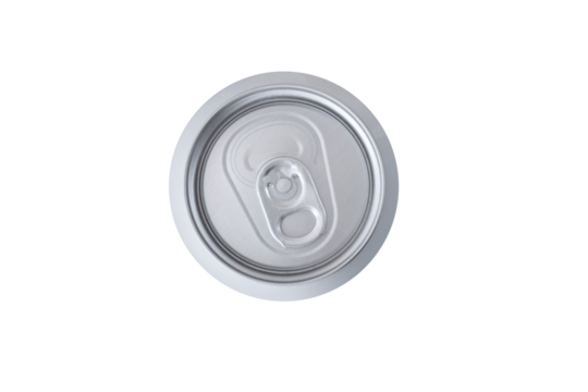 Close-up of the top of a soda/beer can, with transparent background PNG