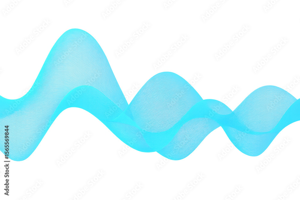 Poster smooth light blue abstract waves flowing on transparent background, creating a sense of motion and f