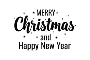 Merry Christmas and happy new year silhouette typography design