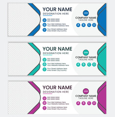 Modern Wave Style Email Signature Template | Editable EPS Corporate Banner