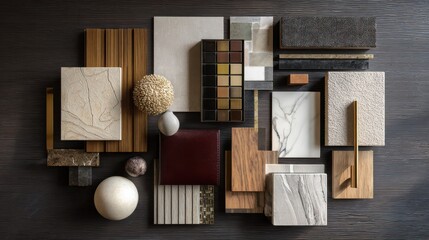 Moodboard of interior design materials.