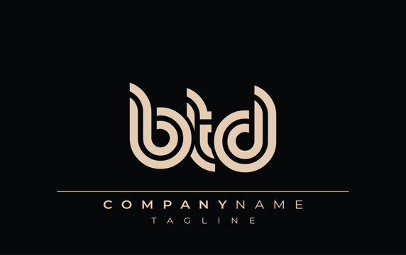 BTD Creative Unique Modern Letter Logo Design. Stylized logo featuring a unique letter design, presenting abstract minimalist aesthetics and modern appeal.