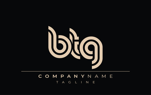 BTG Creative Unique Modern Letter Logo Design. Stylized logo featuring a unique letter design, presenting abstract minimalist aesthetics and modern appeal.