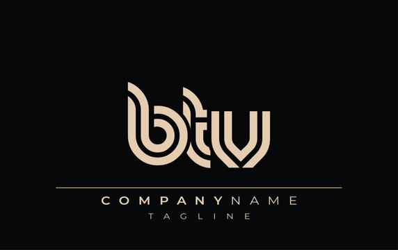 BTV Creative Unique Modern Letter Logo Design. Stylized logo featuring a unique letter design, presenting abstract minimalist aesthetics and modern appeal.