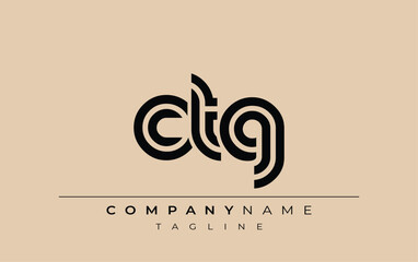 CTG Creative Unique Modern Letter Logo Design. Stylized logo featuring a unique letter design, presenting abstract minimalist aesthetics and modern appeal.