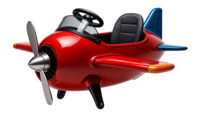 Miniature airplane ride with rotating propellers for outdoor carnivals