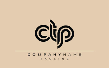 CTP Creative Unique Modern Letter Logo Design. Stylized logo featuring a unique letter design, presenting abstract minimalist aesthetics and modern appeal.