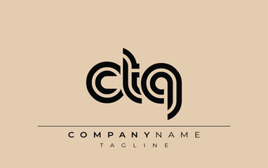 CTQ Creative Unique Modern Letter Logo Design. Stylized logo featuring a unique letter design, presenting abstract minimalist aesthetics and modern appeal.