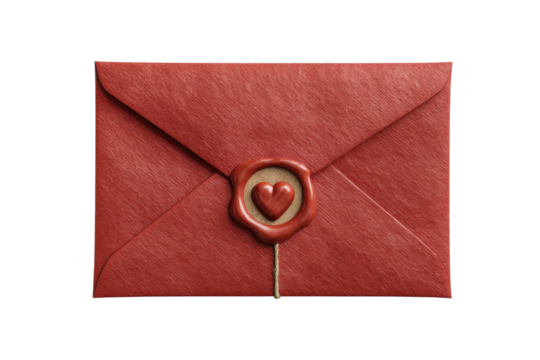 PNG Red envelope with heart-shaped wax seal on black background