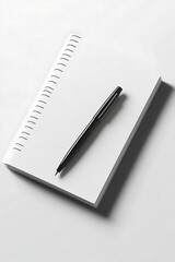 Blank Notebook with Pen, and White Desk. (1)