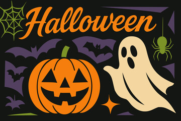 Halloween vector poster. Vintage style