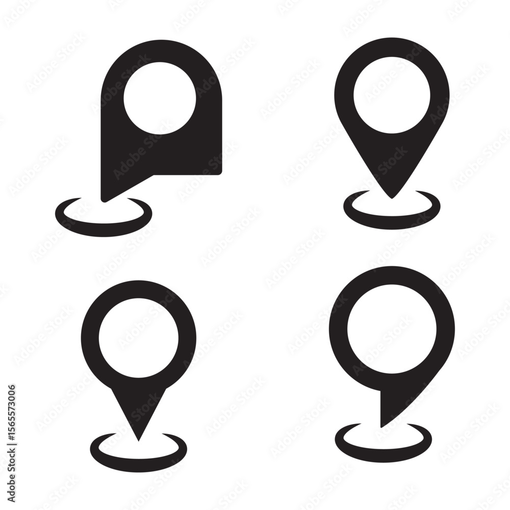 Poster location icon set, map pin place marker. location pointer icon symbol in flat style. location pin ic