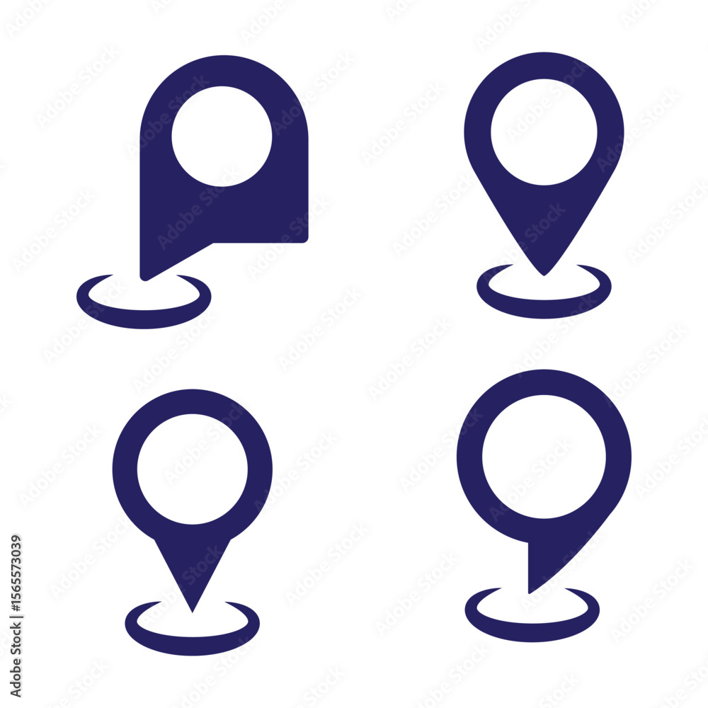 Poster location icon set, map pin place marker. location pointer icon symbol in flat style. location pin ic