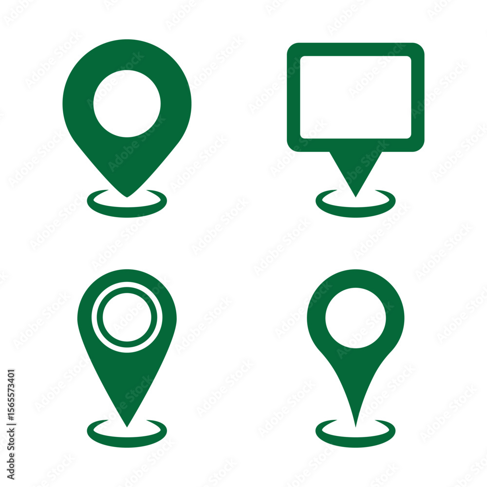 Poster vector location pin icon set. location pin with circle, linear style icon. red map pin location icon