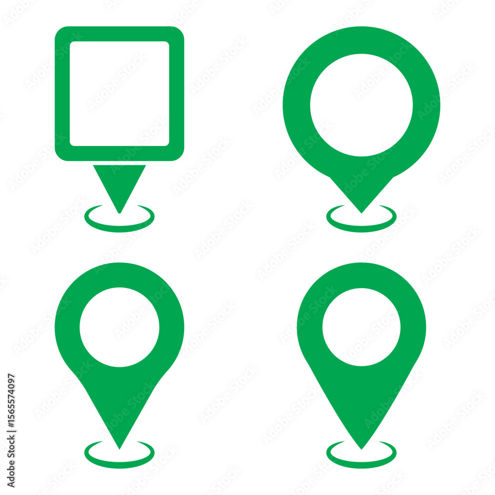 Poster location icon set map pointer pin sign symbol red black outline destination icon place address navig