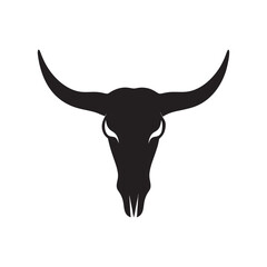 Bull Skull With Long Wide Horns Silhouette
