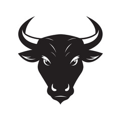Strong Bull Face With Sharp Horns Silhouette