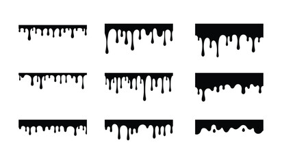 Honey drip silhouette sticky syrup drop vector set