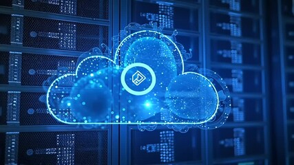 Futuristic cloud technology connecting to data servers in a modern data center - Powered by Adobe