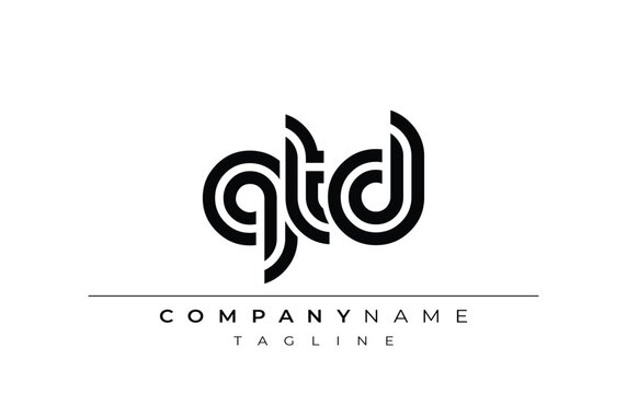 QTD Creative Unique Modern Letter Logo Design. Stylized logo featuring a unique letter design, presenting abstract minimalist aesthetics and modern appeal.