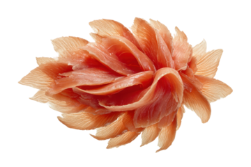 PNG Close-up of thinly sliced smoked salmon in flower pattern