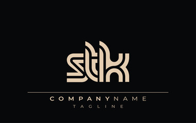 STK Creative Unique Modern Letter Logo Design. Stylized logo featuring a unique letter design, presenting abstract minimalist aesthetics and modern appeal.