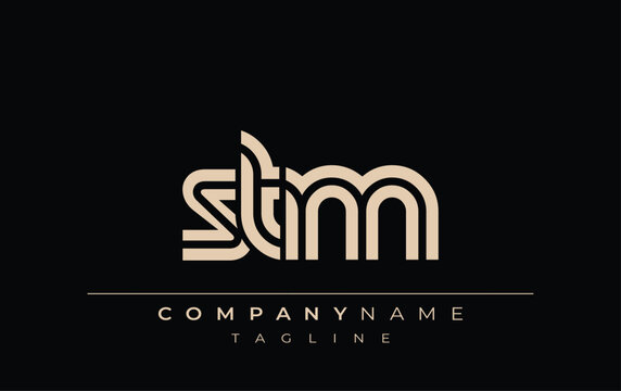 STM Creative Unique Modern Letter Logo Design. Stylized logo featuring a unique letter design, presenting abstract minimalist aesthetics and modern appeal.