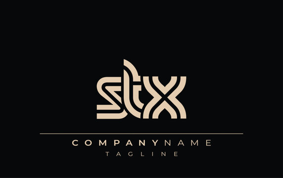 STX Creative Unique Modern Letter Logo Design. Stylized logo featuring a unique letter design, presenting abstract minimalist aesthetics and modern appeal.