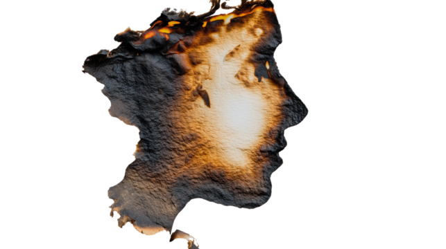  Burnt Paper Silhouette of a Human Face on Transparent Background