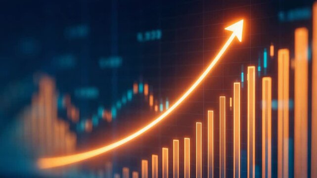 A vibrant financial graph displaying an upward trend, symbolizing growth and success in investment markets. Ideal for illustrating financial progress and strategic planning.