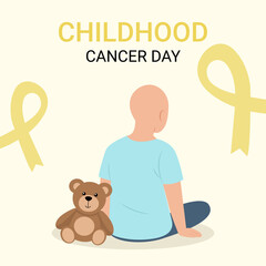 Childhood cancer Month with a yellow  ribbon. International Breast Cancer Day. Vector illustration