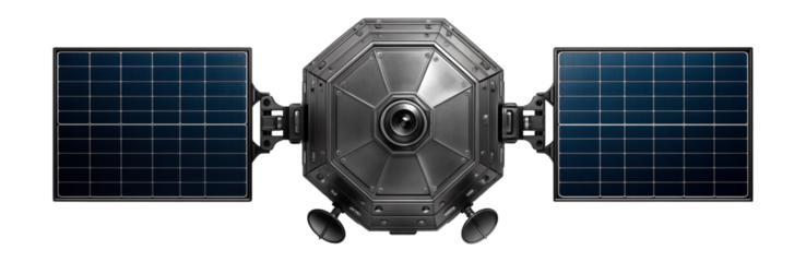 Remote sensing satellite with hexagonal body and dual solar panels