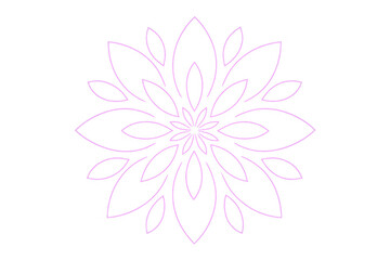 Delicate pink mandala flower blooming with intricate, layered petals against transparent background, revealing symmetrical design