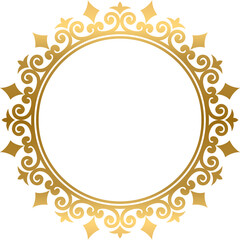 Gold ornamental round vector frame 04